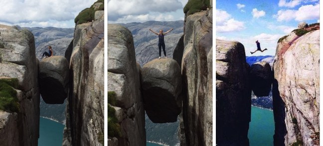 standing on the Kjeragbolten