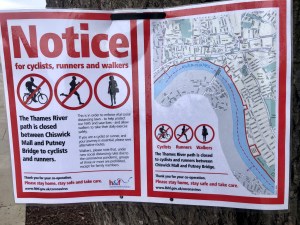 No running or cycling on the Thames pathway