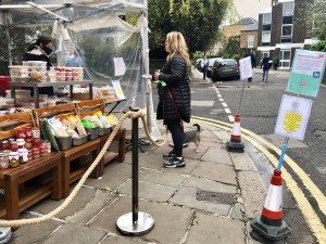 Queueing for coffee outdoors