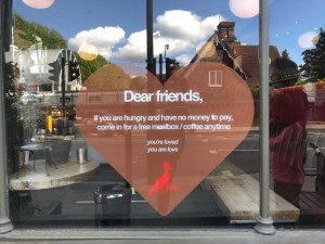 Coffee house COVID sign